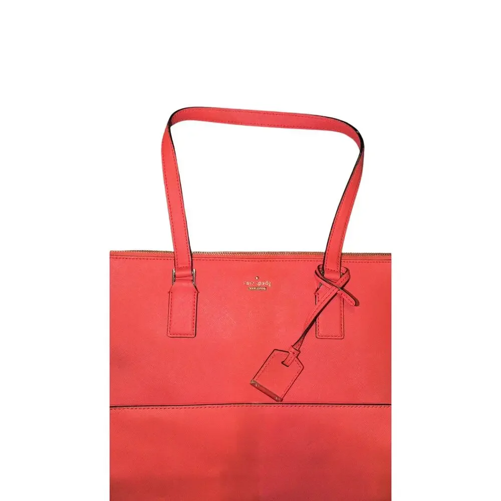 Kate Spade Red 100% Cow Leather Tote Bag Zip Top Never Used